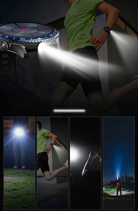 ZEGAREK SMARTWATCH EKG LATARKA AMOLED POMIAR GLUKOZY CIŚNIENIOMIERZ HRV