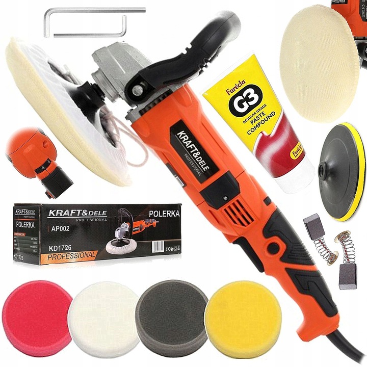 2 x POLERKA ELEKTRYCZNA 2600W z regulacją obrotów 500-3800 obr/min - Kraft&