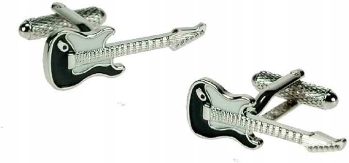 Spinki do mankietów Muzyczne Gitara Elektryczna Czarna prezent dla muzyka