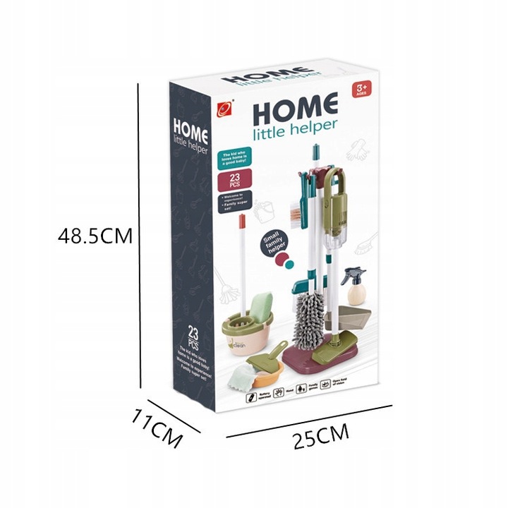 ZESTAW DO SPRZĄTANIA DLA DZIECI ODKURZACZ ŚMIATKA WIADERKO MOP AKCESORIA XL