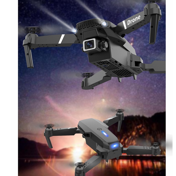 DRON E88 2x KAMERA 4K ZAWIS 200M UNIKANIE PRZESZKÓD WIFI+WALIZKA PILOT ETUI