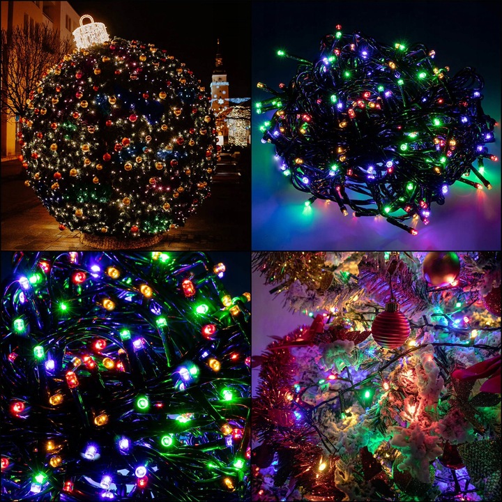 LAMPKI CHOINKOWE 1000 LED ZEWNĘTRZNE KURTYNA ŚWIETLNA IP44 MULTIKOLOR FLASH