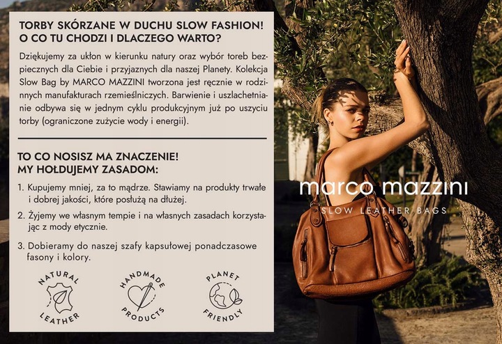 Torebka LISTONOSZKA damska SKÓRZANA szeroki pasek