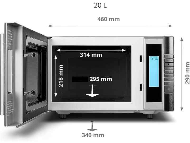 Kuchenka mikrofalowa+GRILL 20L niemiecka Medion,8 Programów,800W,LED