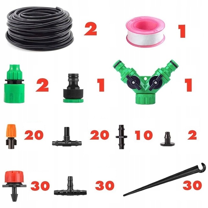 ZESTAW NAWADNIANIA AUTOMATYCZNEGO TRWANIKÓW KWIATÓW OGRODU SZKLARNI KURTYNA