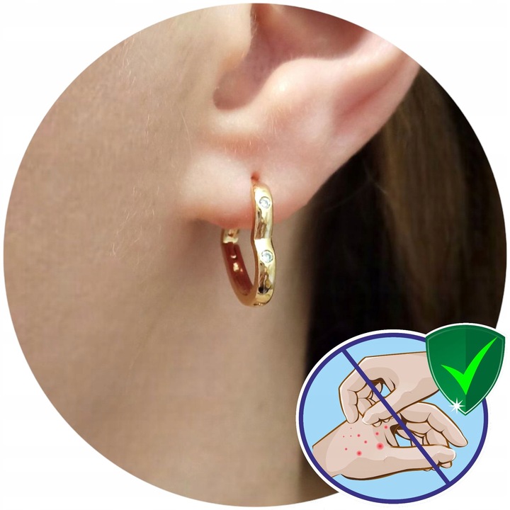 ZŁOTE KOLCZYKI SERDUSZKO Z CYRKONIAMI DLA KOBIETY WYJĄTKOWE POZŁACANE 18K