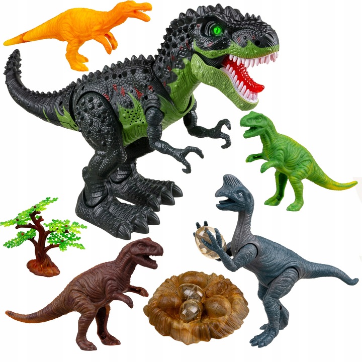 DINOZAUR T-REX INTERAKTYWNY ZIELONY FIGURKA RYCZĄCY CHODZĄCY ZNOSI JAJKA XL