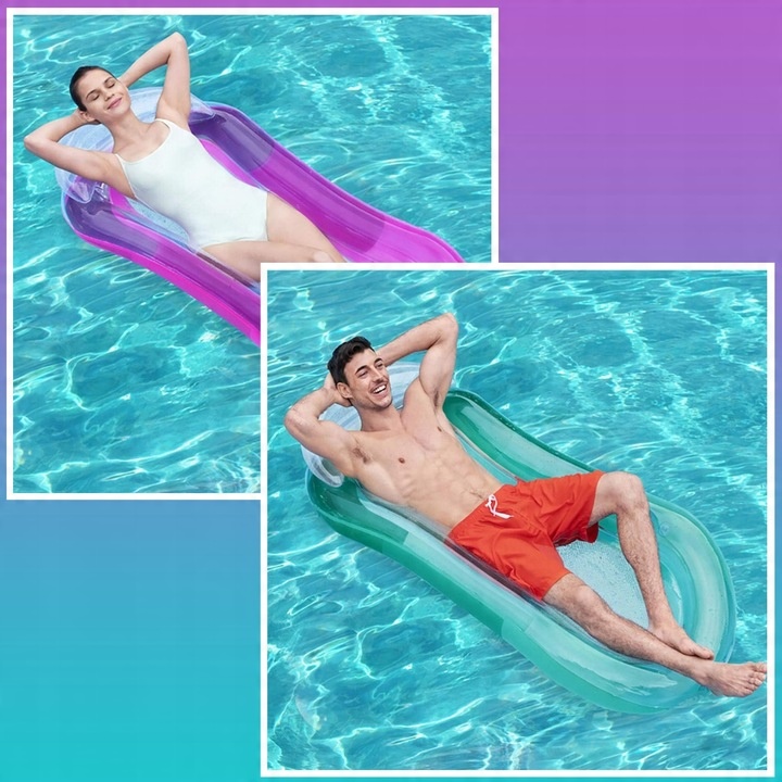 MATERAC DMUCHANY Z SIATKĄ DO PŁYWANIA LEŻAK PLAŻOWY HAMAK WODNY NA BASEN