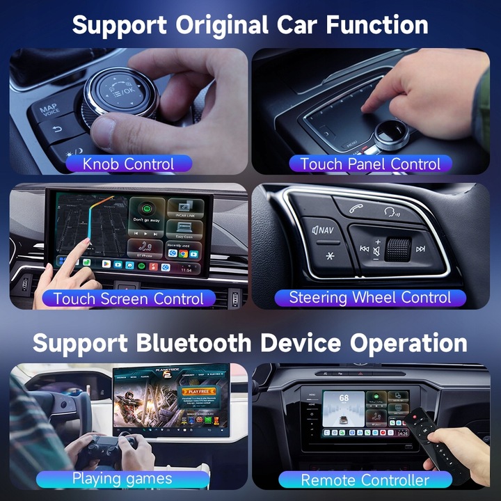 HEYINCAR Carplay Adapter bezprzewodowy Android Auto 8/128G YouTube SIM WIFI