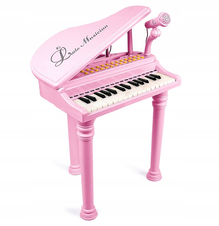 PIANINO DLA DZIECI NAUKA GRY ORGANKI MIKROFON MP3 RÓŻOWE PIANINKO + TABORET
