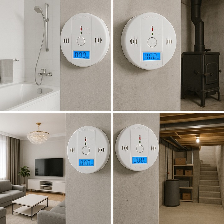 CZUJNIK CZUJKA CZADU TLENKU WĘGLA - CO- BEZPRZEWODOWY GŁOŚNY RIWALL RCC-01