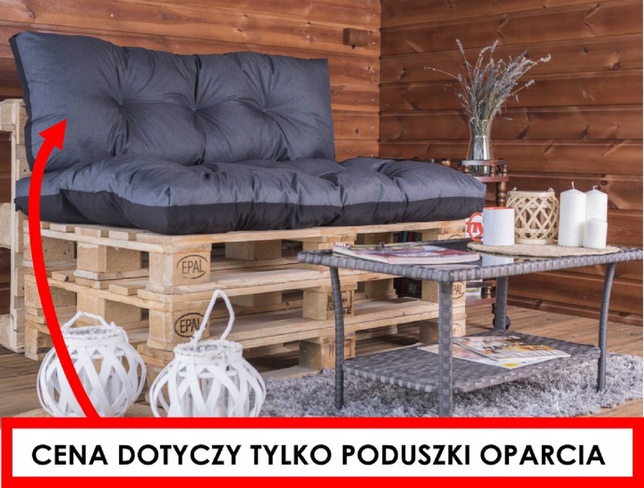 2 x Poduszka na palety do Ogrodu 120 cm x 40 cm EKO grafit ZESTAW 2 sztuk