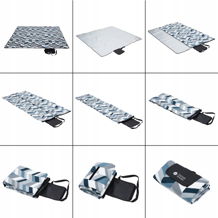 MATA plażowa KOC PIKNIKOWY z izolacją GEOMETRYCZNY DUŻA Tadar 200 x 200cm