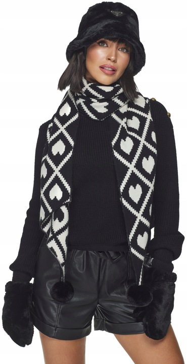 CZAPKA DAMSKA futrzana na zimę zimowa ciepła z futerkiem bucket czarna