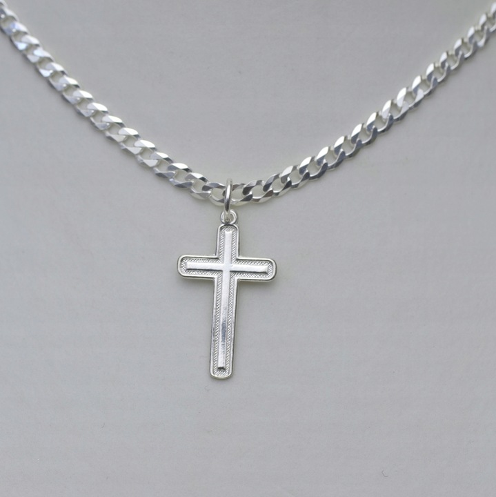 Łańcuszek srebrny 55cm Pancerka + Krzyżyk + GRATIS