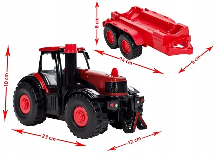 TRAKTOR PUSZCZAJĄCY BAŃKI MYDLANE MUZYKA ŚWIATŁO + PRZYCZEPA