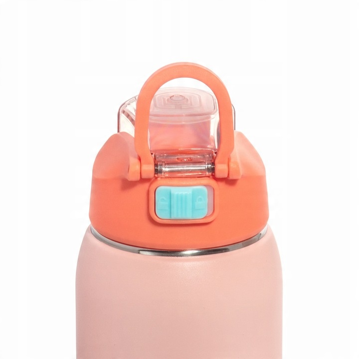 KUBEK TERMICZNY BIDON TERMOS PRÓŻNIOWY 750ml blokada uchwyt ustnik + SŁOMKA