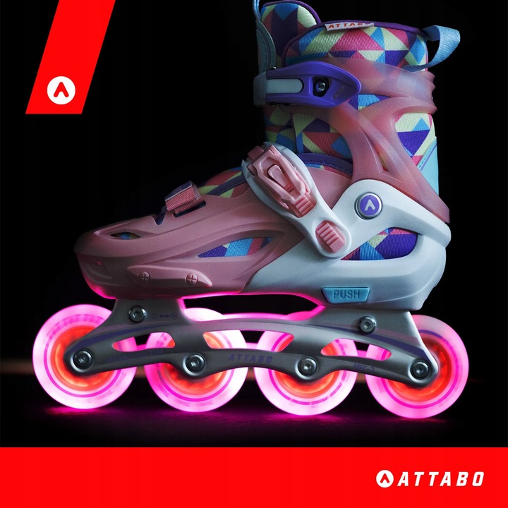Łyżworolki dziecięce ATTABO Flashled regulowane r. 30-33 2w1 łyżwy i rolki