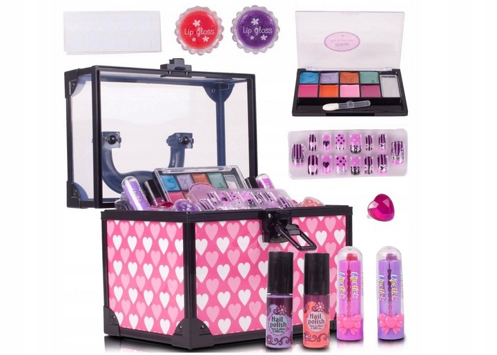 KUFEREK KOSMETYKÓW Zestaw do MAKIJAŻU I PAZNOKCI DLA DZIECI DOMOWE SPA