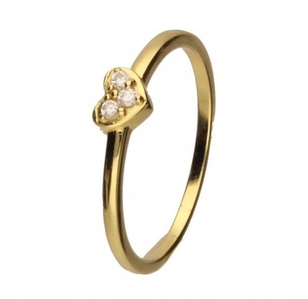 PIERŚCIONEK SERDUSZKO CYRKONIE BIAŁE SREBRO POZŁACANE ZŁOCONE #10