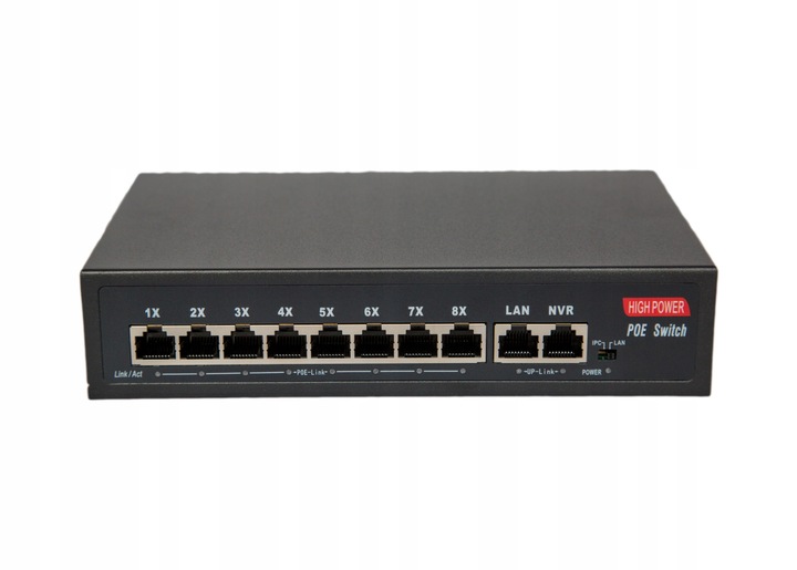 Switch POE 8xPoe100Mb/s 2xUplink1Gb/s do kamer IP