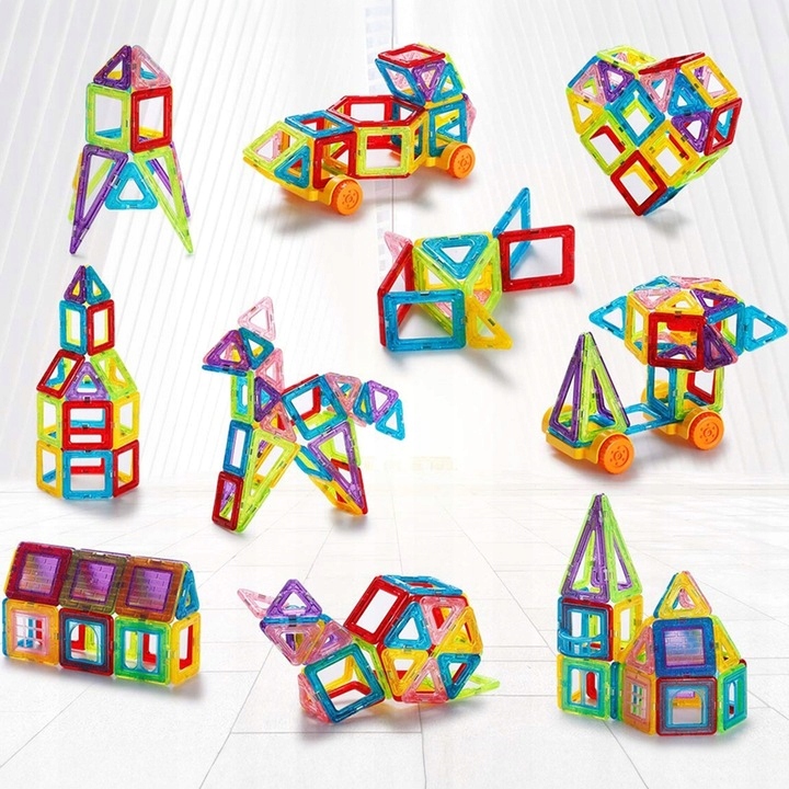 DUŻE KLOCKI MAGNETYCZNE KONSTRUKCYJNE 3D EDUKACYJNE DLA DZIECI 45 elementów