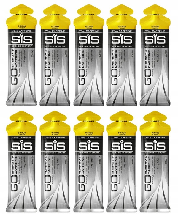 SIS Go Energy+Caffeine Gel 10x60ml ZEL ENERGETYCZNY Z KOFEINA ENERGIA POWER