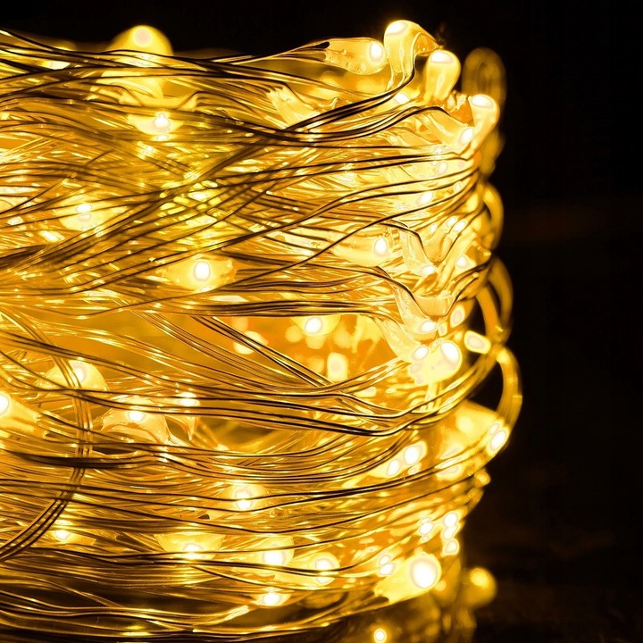 LAMPKI DRUCIKI 200 LED 23m ZEW/WEW MIKRO NA PRĄD 8 FUNKCJI CIEPŁE ZASILACZ