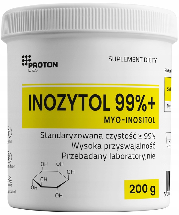 Proton Labs MIO-INOZYTOL czysty 99%+ PURE Myo-Inositol 200 g Witamina B8
