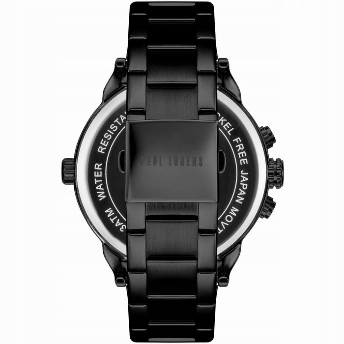 Duży zegarek męski Paul Lorens DIEZELI- stalowy - multidatownik czas dobowy