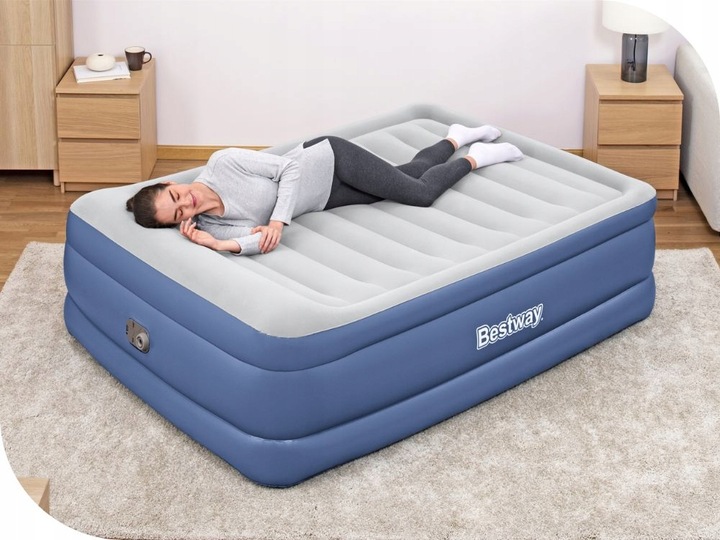 Duży Materac Dmuchany Welurowy Łóżko do Spania z Pompką Bestway MODEL 2025