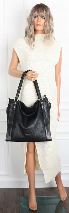 Torebka Damska Listonoszka Worek Shopper Duża na Ramię SR25305S Czarna