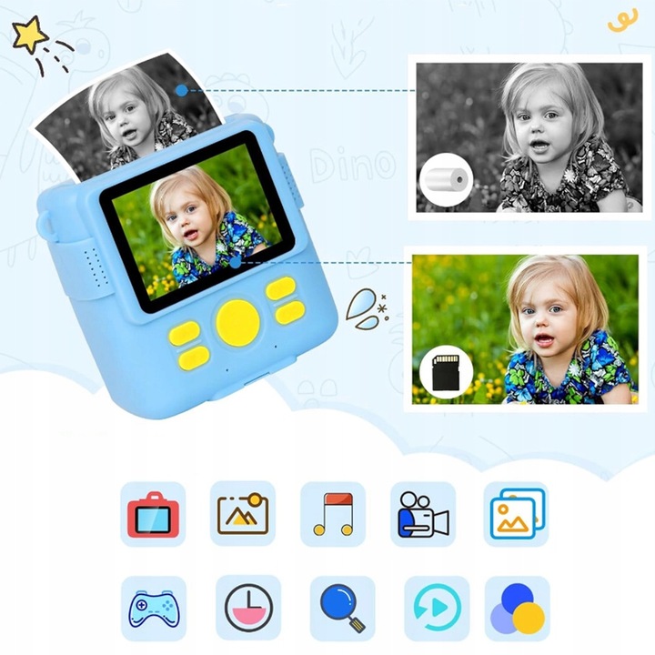 APARAT FOTOGRAFICZNY DLA DZIECI CYFROWY NATYCHMIASTOWY Z DRUKARKĄ + WKŁADY