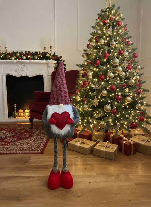 SKRZAT ŚWIĄTECZNY TELESKOPOWY KRASNAL GNOM REGULOWANE NOGI DUŻY XXL 115 CM