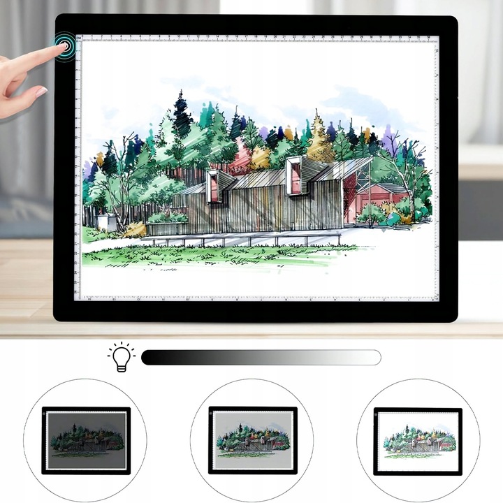 Podświetlana Deska Tablica Kreślarska Tablet Graficzny do Rysowania LED A3