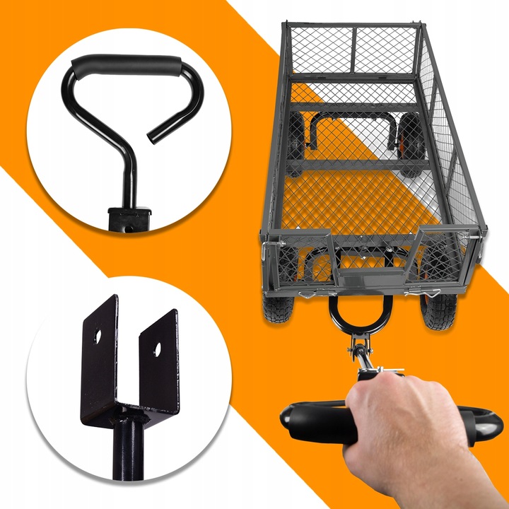 WÓZEK OGRODOWY TRANSPORTOWY PRZYCZEPKA TACZKA KOŁA PLANDEKA DO 400KG 100L