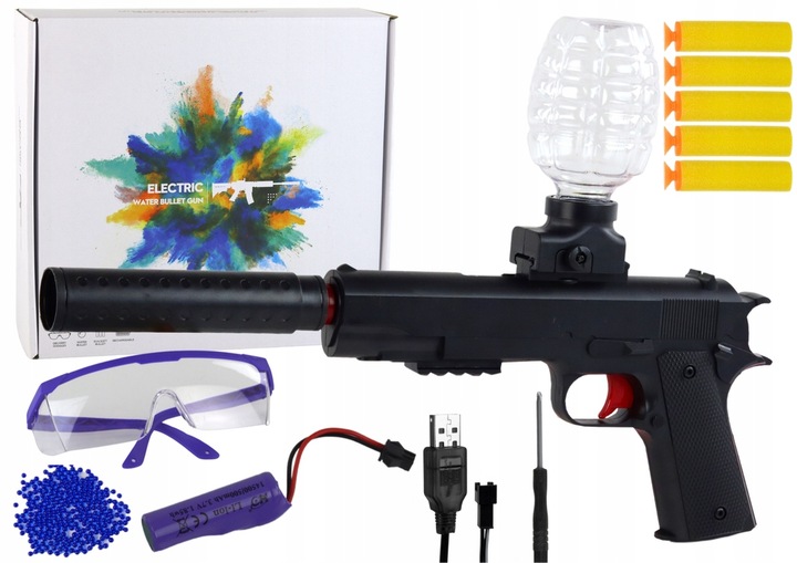 PISTOLET AUTOMATYCZNY NA KULKI ŻELOWE WODNE AKUMULATOR BEZPIECZNY ZESTAW
