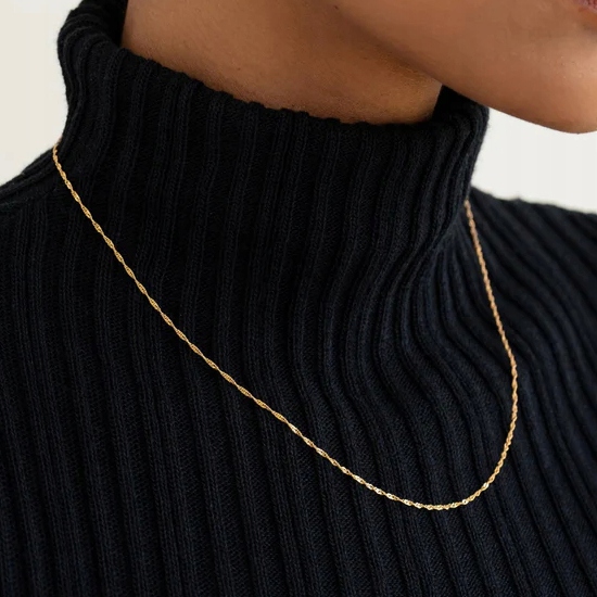 Złoty Singapur Łańcuszek Damski Długość 45cm Mocny ze Srebra 925 1,8mm