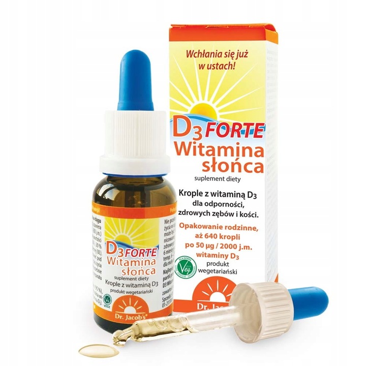 Witamina D3 FORTE krople 20ml płynie DR JACOBS