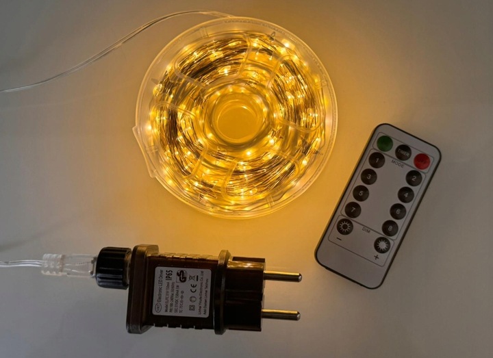 Lampki Choinkowe 500 LED Mikro Drucik 50m Ciepły Biały IP44 Pilot