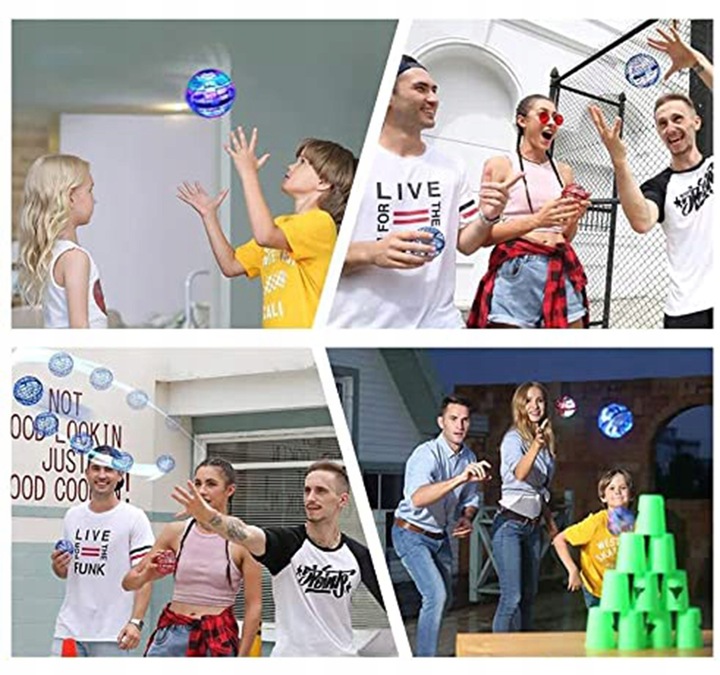 LATAJĄCA PIŁKA LATAJĄCA BOOMERANG SPINNER KULA STEROWANY RĘKĄ LED