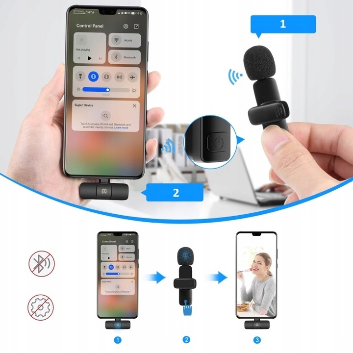 BEZPRZEWODOWY MIKROFON KRAWATOWY PULUZ USB-C