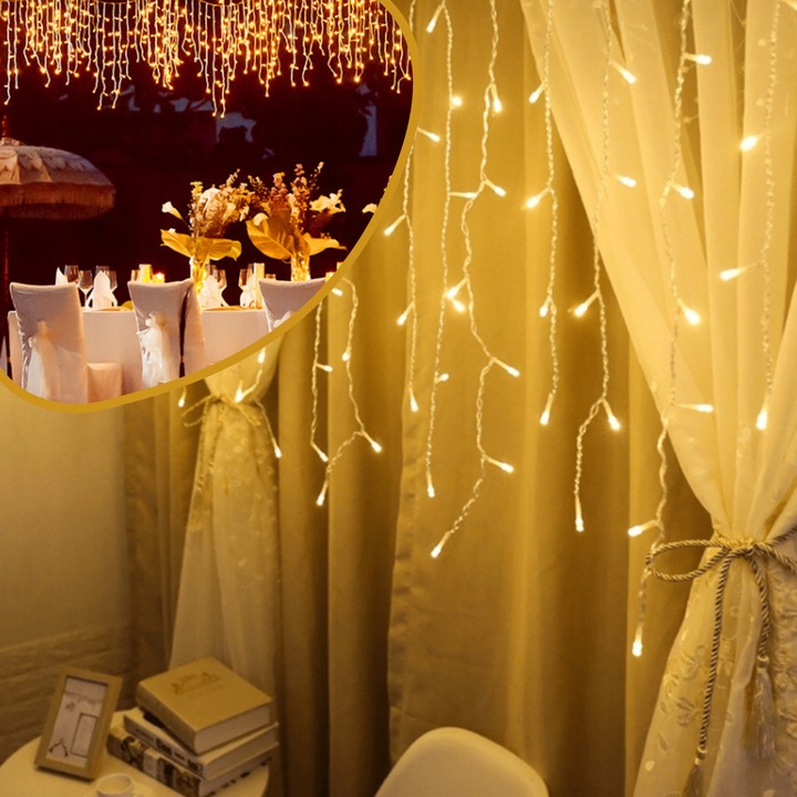 GIRLANDA LED ŚWIĄTECZNA 5M 150 LAMPEK KURTYNA DO DOMU WNĘTRZA NA ZEWNĄTRZ