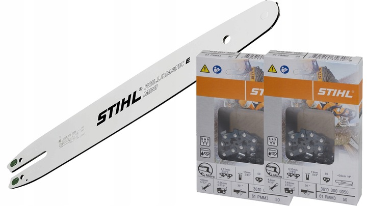 STIHL PROWADNICA + 2X ŁAŃCUCH MS 162 170 171 180 35cm 1,1mm 3/8' 50 ogniw