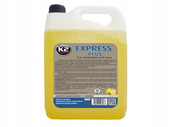 K2 EXPRESS PLUS SZAMPON samochodowy Z WOSKIEM do mycia auta 5000ml 5L