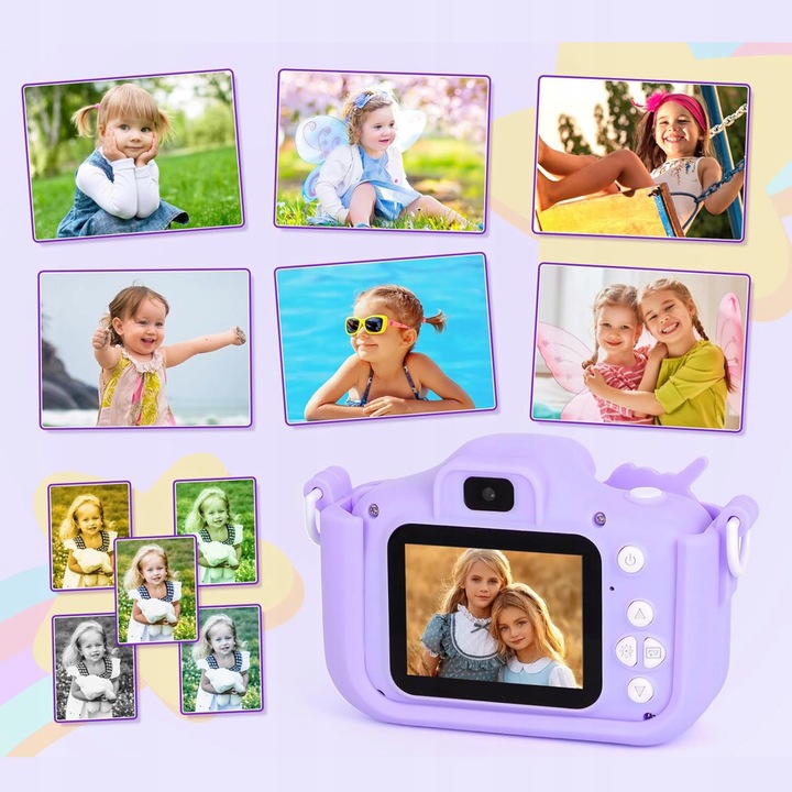 APARAT CYFROWY DLA DZIECI JEDNOROŻEC 48Mpx SELFIE KAMERA+KARTA 32GB MENU PL