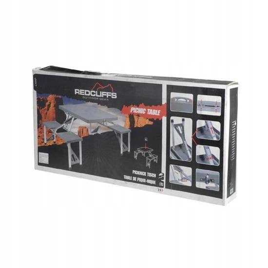 STÓŁ KEMPINGOWY TURYSTYCZNY SKŁADANY Z KRZESŁAMI Redcliffs szary