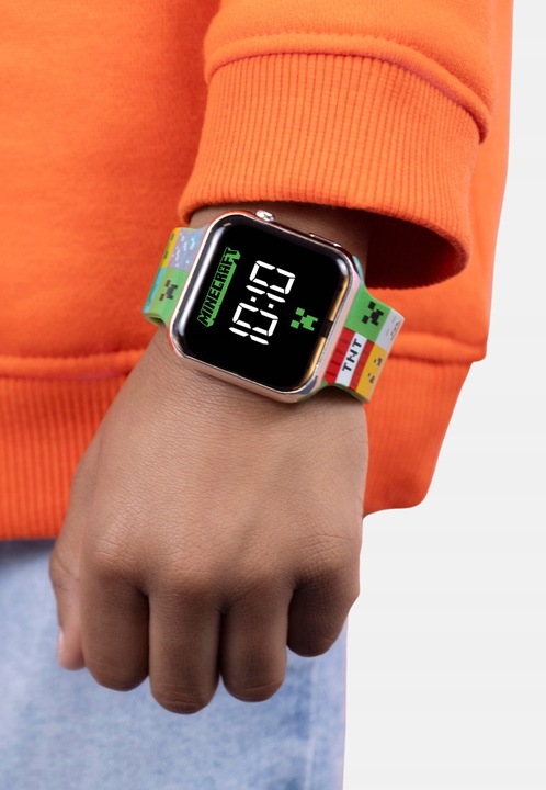 Cyfrowy Zegarek Minecraft z Kolorowym Paskiem