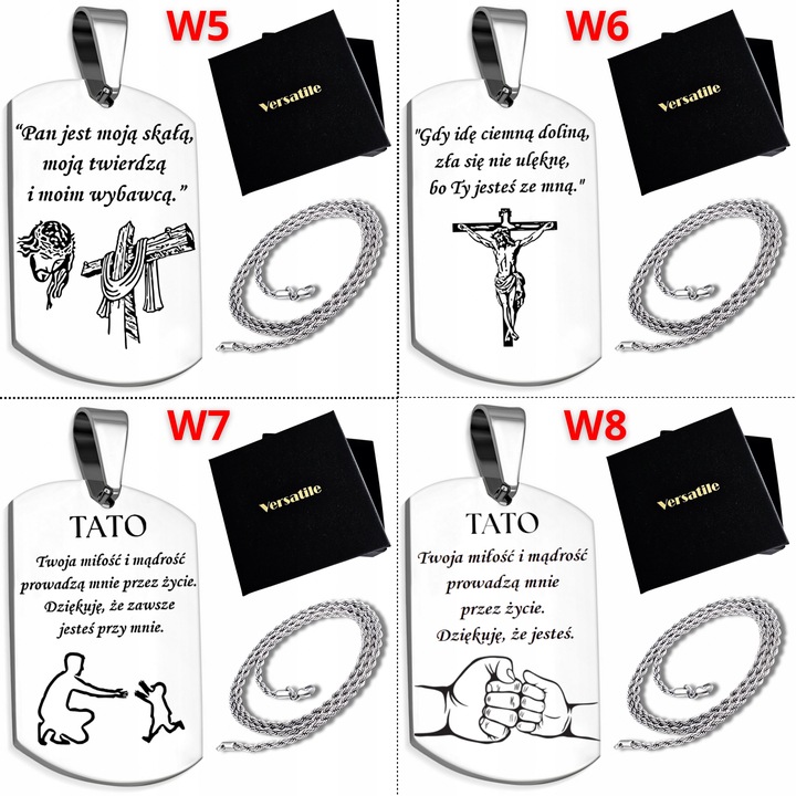 ZESTAW Srebrny nieśmiertelnik z grawerunkiem + łańcuszek srebrny 55cm WZORY