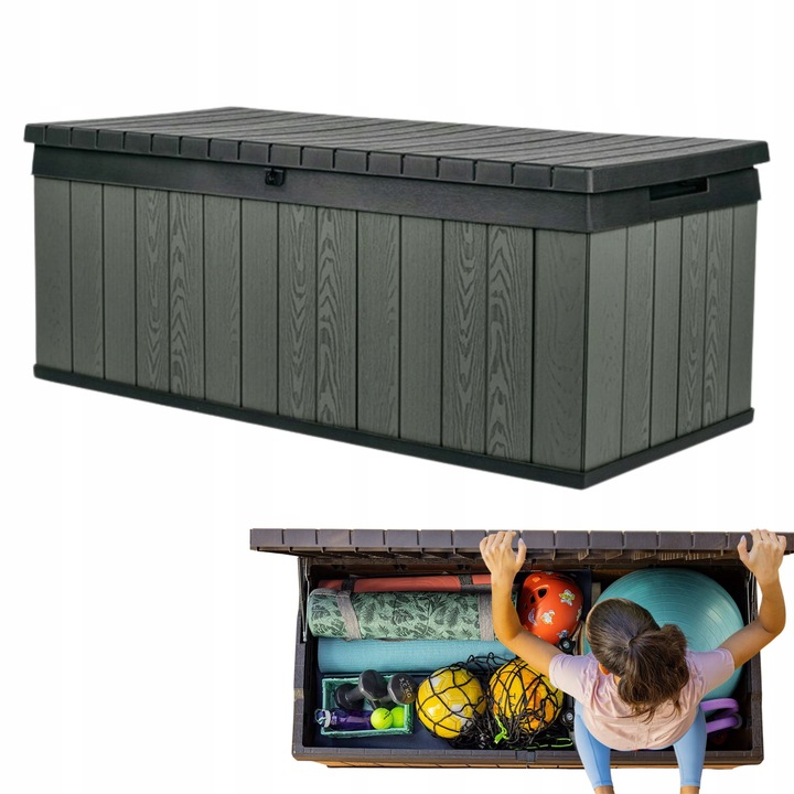 Skrzynia ogrodowa DARWIN BOX 380L można siadać Pojemna Schowek na Balkon